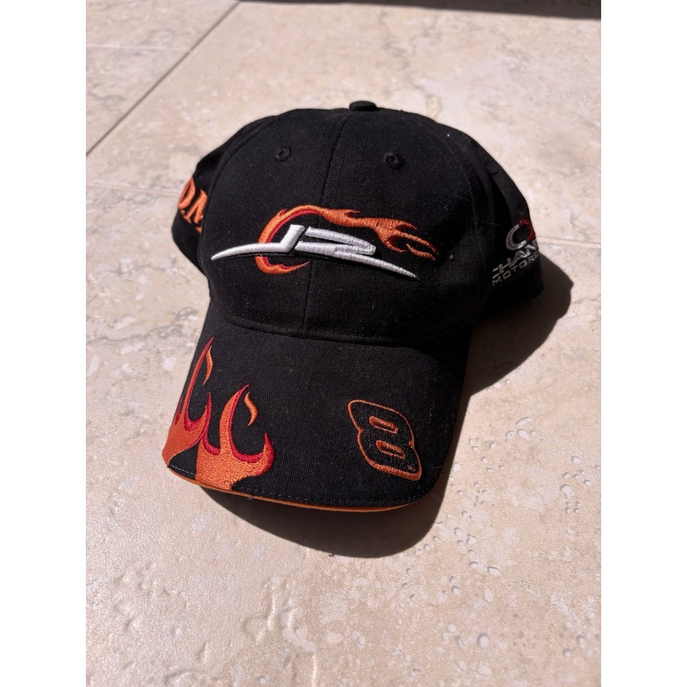 Winners Circle Dale Earnhardt Jr #8 Hat NASCAR Racing Black Baseball Cap Flames